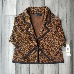 Nine West Leopard print knit cardigan small